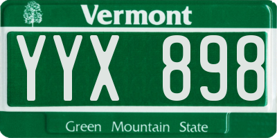 VT license plate YYX898