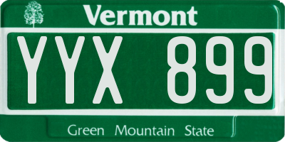 VT license plate YYX899