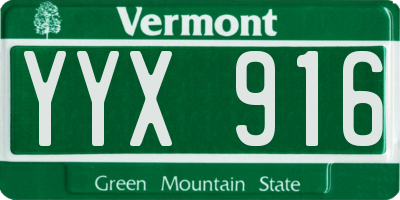 VT license plate YYX916