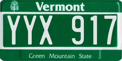 VT license plate YYX917