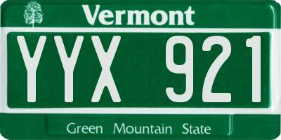 VT license plate YYX921