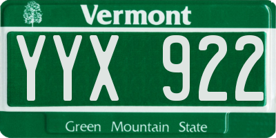 VT license plate YYX922