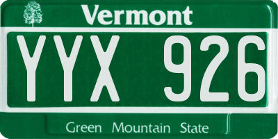 VT license plate YYX926