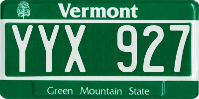 VT license plate YYX927