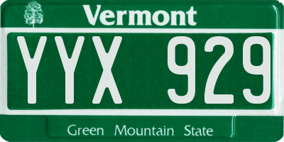 VT license plate YYX929