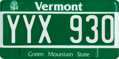 VT license plate YYX930