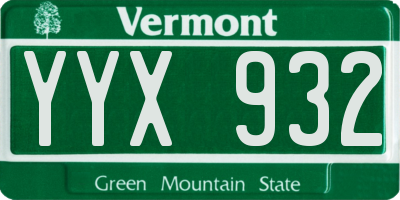 VT license plate YYX932