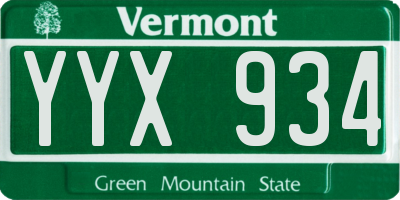 VT license plate YYX934