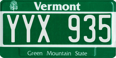 VT license plate YYX935