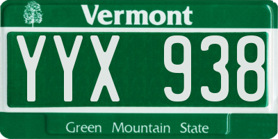 VT license plate YYX938