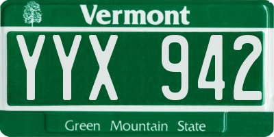 VT license plate YYX942