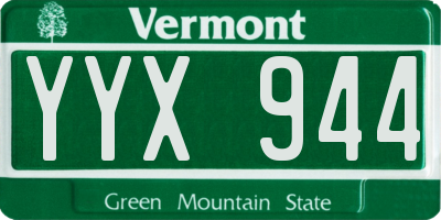 VT license plate YYX944