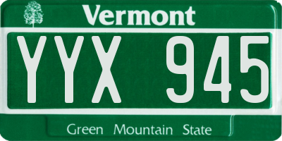 VT license plate YYX945