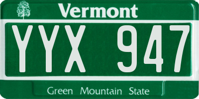 VT license plate YYX947