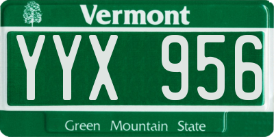 VT license plate YYX956