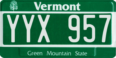 VT license plate YYX957