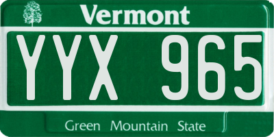VT license plate YYX965