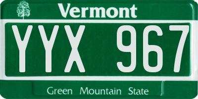 VT license plate YYX967