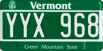 VT license plate YYX968
