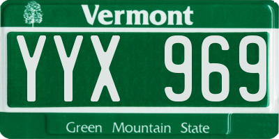VT license plate YYX969