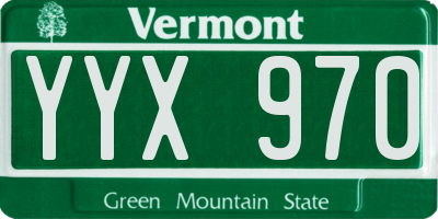 VT license plate YYX970