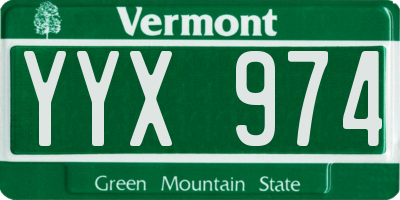 VT license plate YYX974