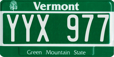 VT license plate YYX977