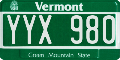 VT license plate YYX980
