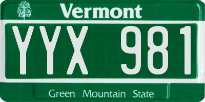 VT license plate YYX981
