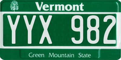 VT license plate YYX982