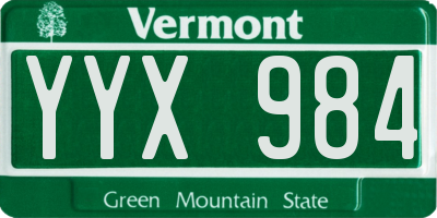VT license plate YYX984