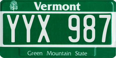 VT license plate YYX987