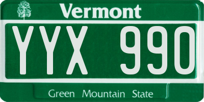 VT license plate YYX990