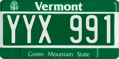 VT license plate YYX991