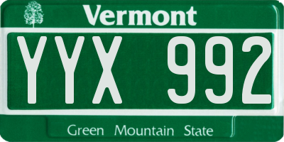 VT license plate YYX992