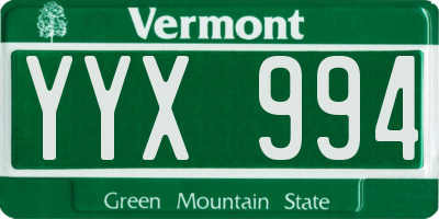 VT license plate YYX994