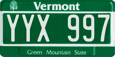 VT license plate YYX997
