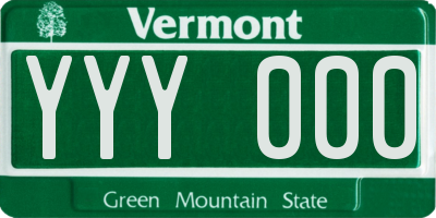 VT license plate YYY000