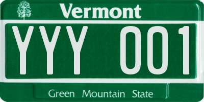 VT license plate YYY001