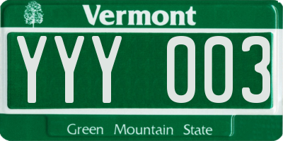 VT license plate YYY003