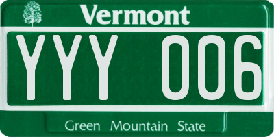 VT license plate YYY006