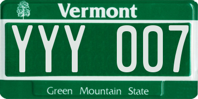VT license plate YYY007