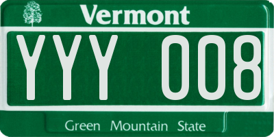 VT license plate YYY008