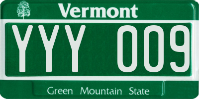 VT license plate YYY009