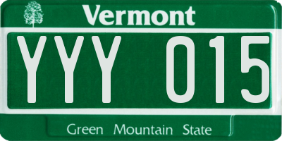 VT license plate YYY015