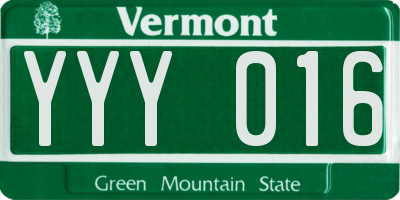 VT license plate YYY016