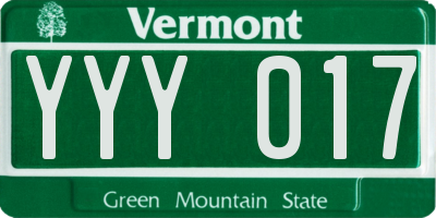 VT license plate YYY017