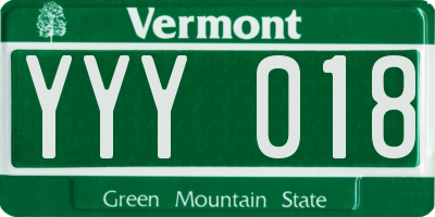 VT license plate YYY018