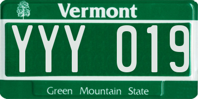 VT license plate YYY019