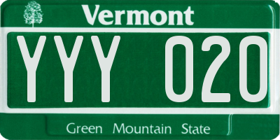 VT license plate YYY020